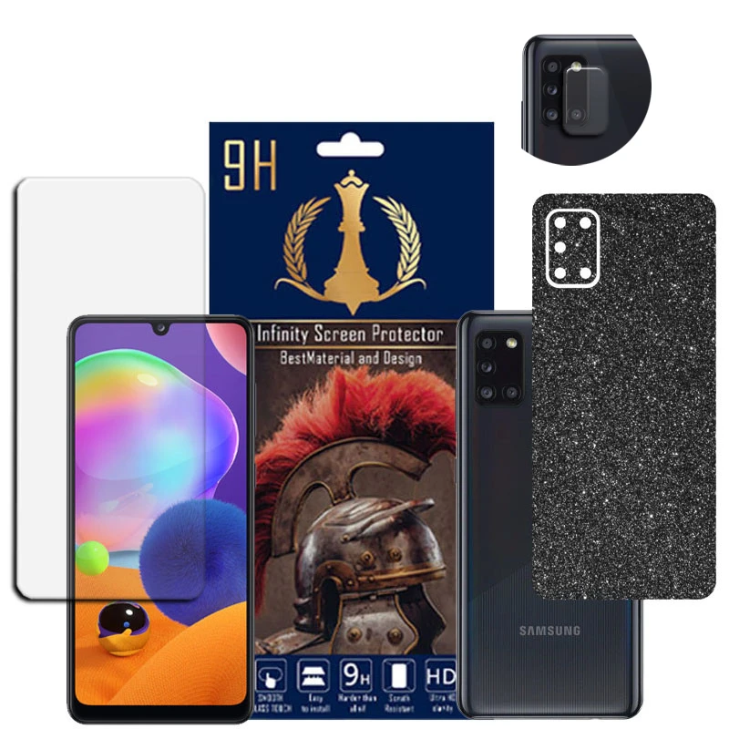  برچسب پوششی اینفینیتی مدل PRO MAX مناسب برای گوشی موبایل سامسونگ GALAXY A31 به همراه محافظ صفحه نمایش و محافظ لنز دوربین