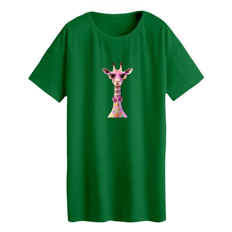 تی شرت لانگ زنانه مدل زرافه عینکی