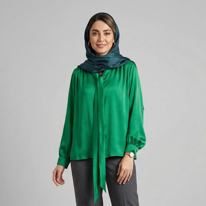 شومیز آستین بلند یقه برگردان زنانه مدل S-01