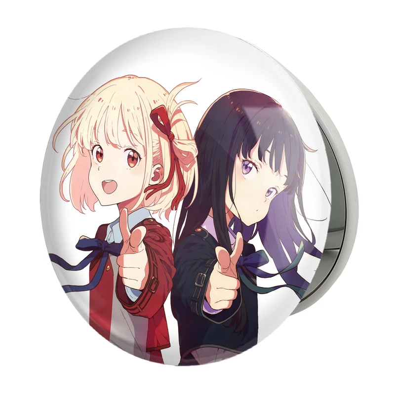 آینه جیبی خندالو طرح تاکینا و چیساتو انیمه لیکوریس ریکویل Lycoris Recoil مدل تاشو کد 23061 
