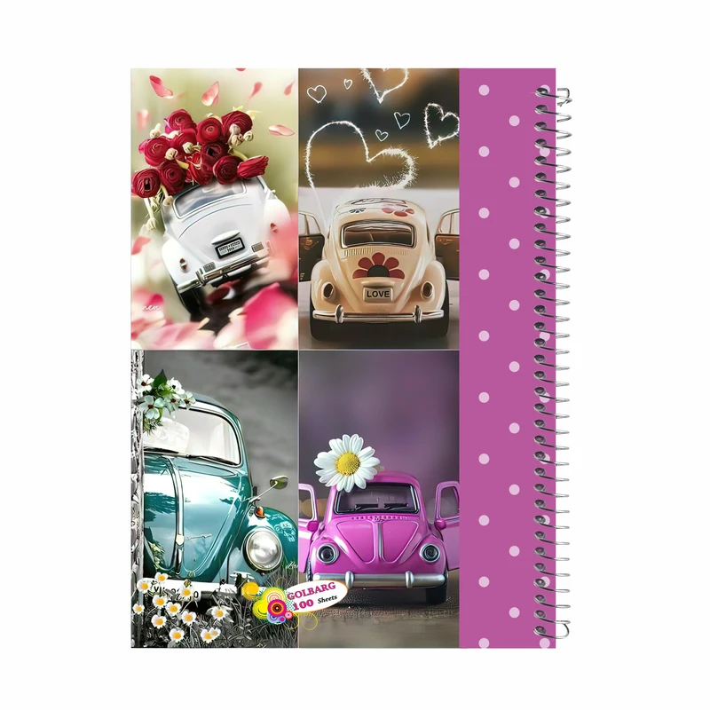 دفتر مشق  100 برگ گلبرگ مدل ماشین فانتزی کد 1609