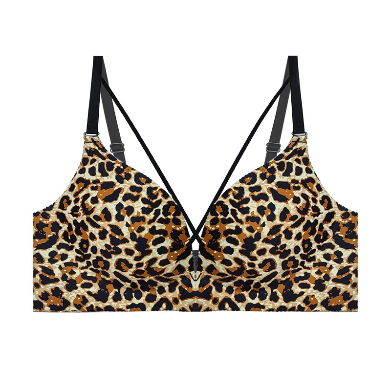 سوتین اسفنجی زنانه مدل لیزری پلنگی هارنس دار بدون فنر کد 11761