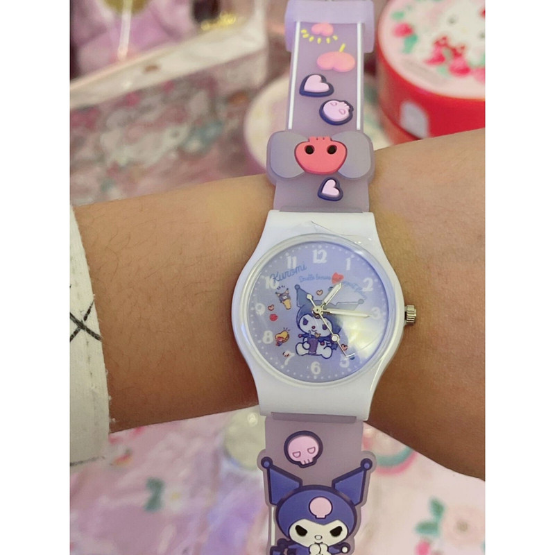 ساعت مچی عقربه ای دخترانه مدل بند سیلیکون آنتی آلرژی طرح پسر خفّاشی