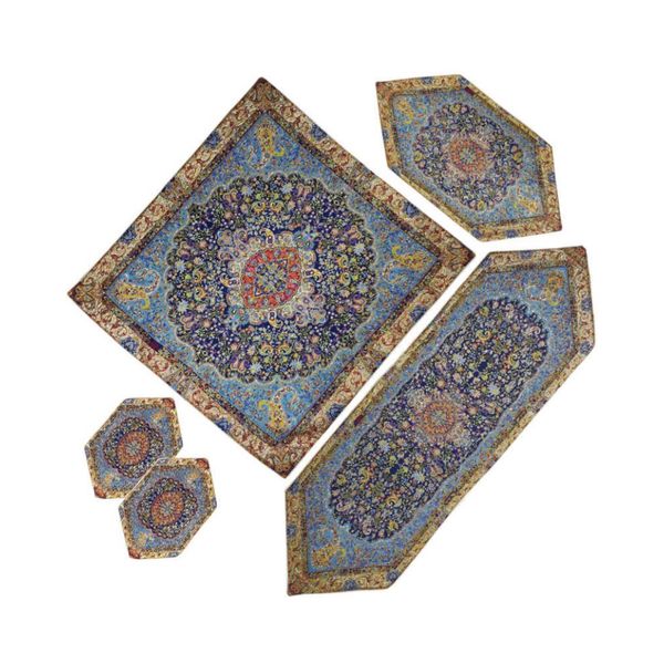 ست 5 تکه رومیزی ترمه طرح چهلستون