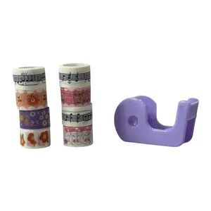 چسب نواری مدل واشی طرح فانتزی عرض 1 سانتی متر به همراه پایه چسب مجموعه 9 عددی