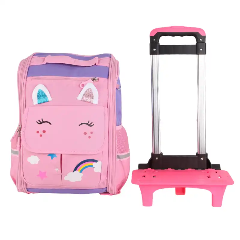 کوله پشتی چرخ دار مدل دخترانه طرح یونیکورن کد BP06