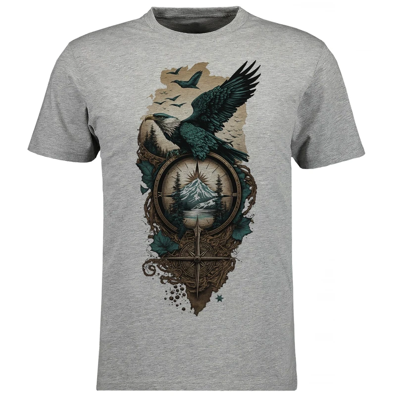 تی شرت آستین کوتاه مردانه مدل قطب نما و عقاب کد V123