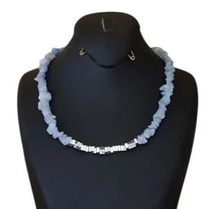 گردنبند دست ساز زنانه مدل سنگ آکوامارین 