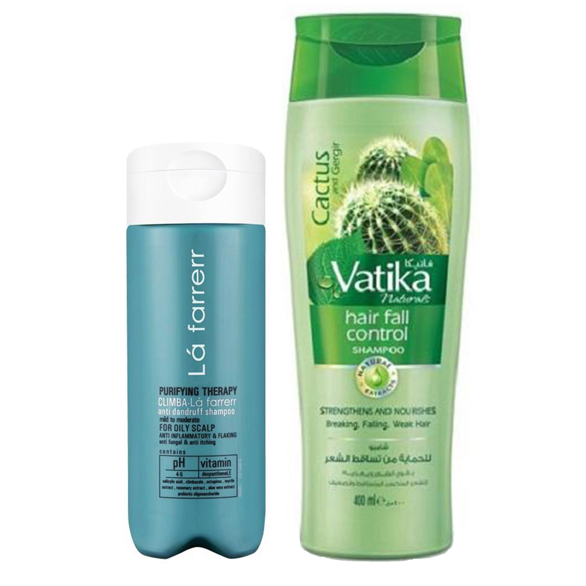 شامپو ضد ریزش مو واتیکا مدل Cactus حجم 400 میلی لیتر به همراه شامپو ضد شوره لافارر مدل Oily Scalp حجم 180میلی لیتر