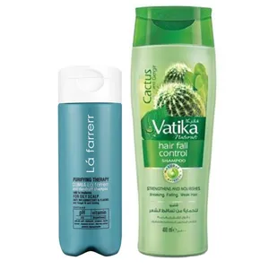 شامپو ضد ریزش مو واتیکا مدل Cactus حجم 400 میلی لیتر به همراه شامپو ضد شوره لافارر مدل Oily Scalp حجم 180میلی لیتر