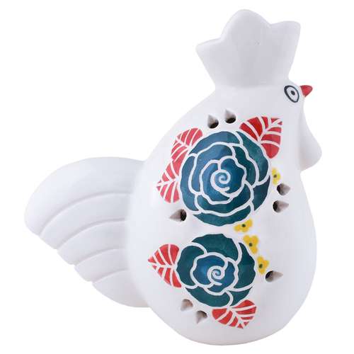 مجسمه سفالی طرح خروس مدل گل رز کد 02-24