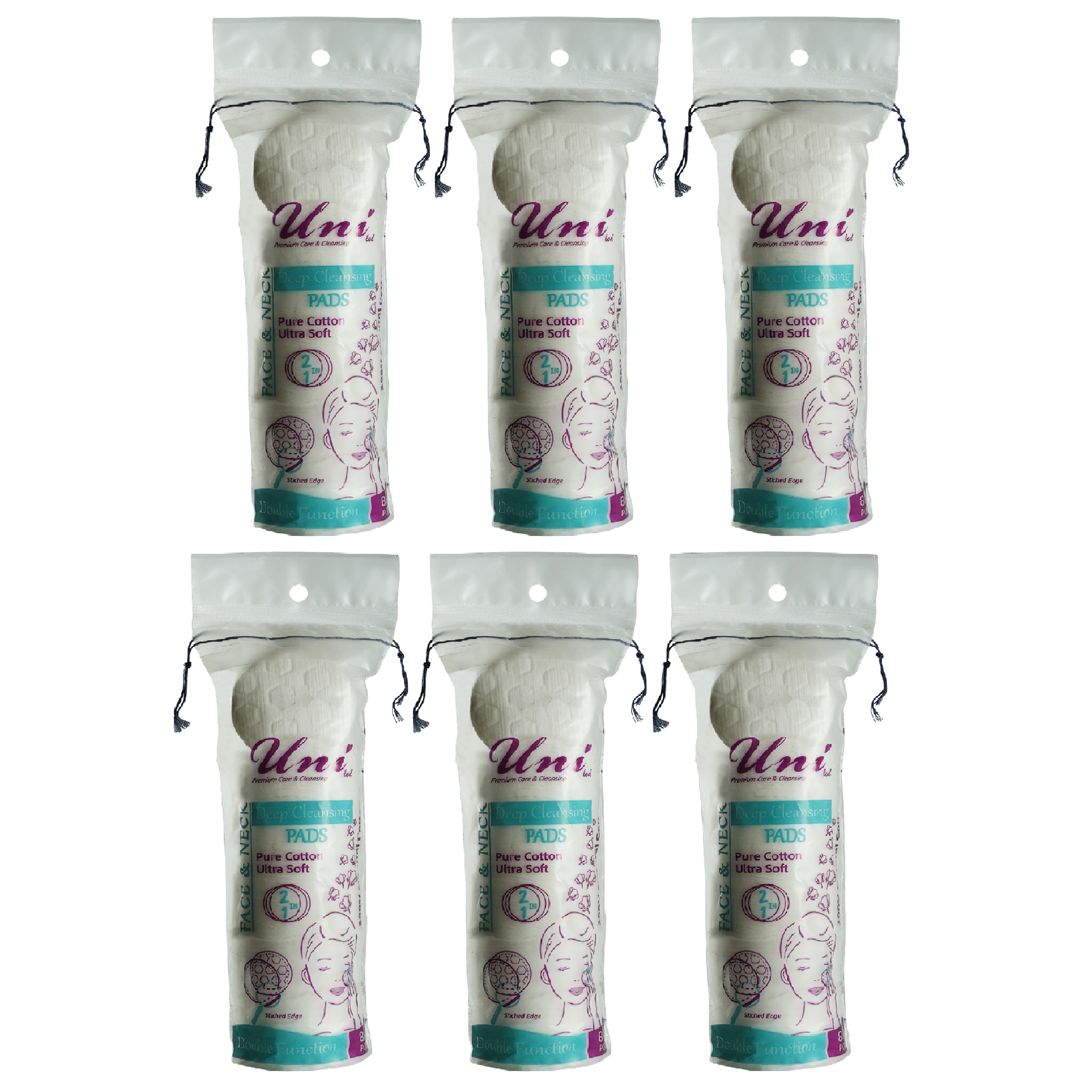 پد پاک کننده آرایش یونی لد مدل Ultra Soft  شش بسته 80 عددی