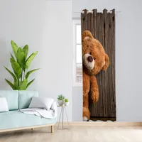  پرده مدل اتاق کودک مخمل پانچی طرح بچه خرس کد 1987 سایز 140x280 سانتی متر