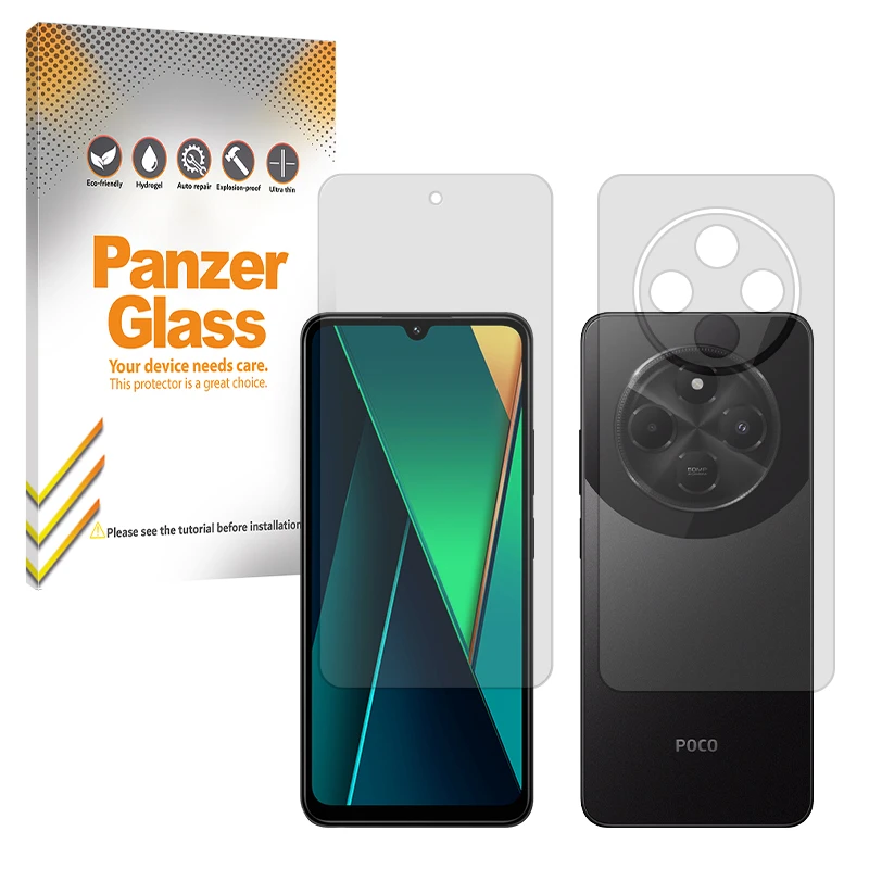 محافظ صفحه نمایش شفاف پنزر گلس مدل Resistant مناسب برای گوشی موبایل شیائومی Poco C75 به همراه محافظ پشت گوشی