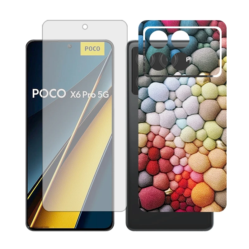 محافظ صفحه نمایش شفاف گلس مدل Together مناسب برای گوشی موبایل شیائومی Poco X6 Pro به همراه برچسب پوششی پشت گوشی 