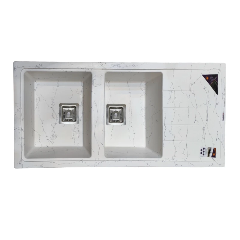 سینک ظرفشویی گرانیت توکار دو لگنه پارادایز مدل Carlo-Italy-414-WS