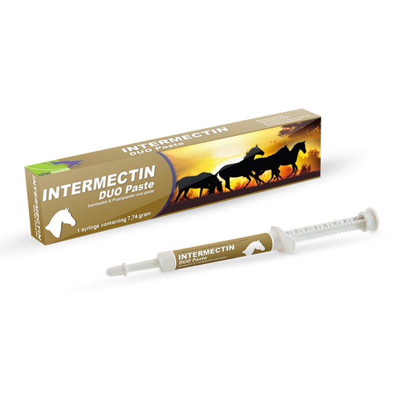 خمیر ضد انگل اسب اینتر شیمی مدل INTERMECTIN DUO PASTE وزن 8 گرم