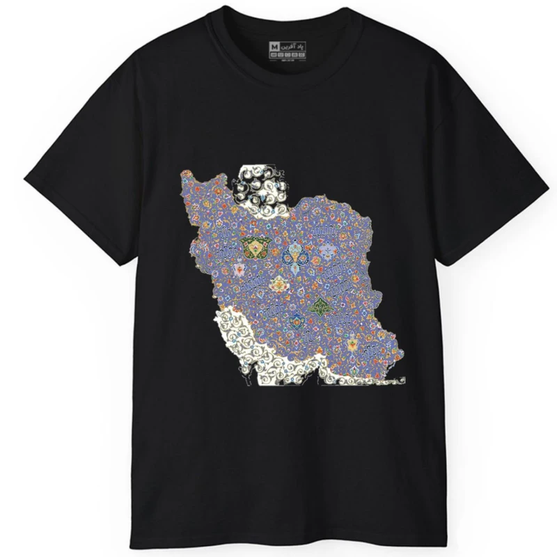 تی‌شرت آستین کوتاه مردانه پاد آفرین مدل نقشه ایران فرش ایرانی کد 1337