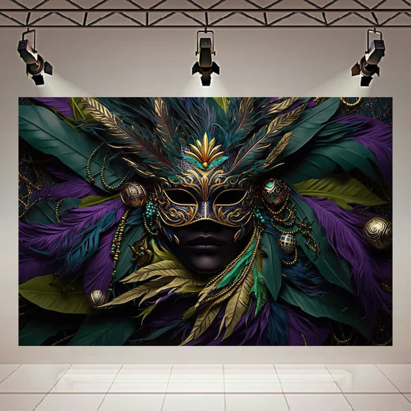 تابلو بوم طرح مخمل مدرن پر و ماسک چهره کد AR303847