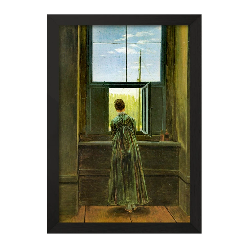 تابلو خندالو مدل نقاشی زنی در کنار پنجره اثر کاسپار دیوید فردریش کد F12501