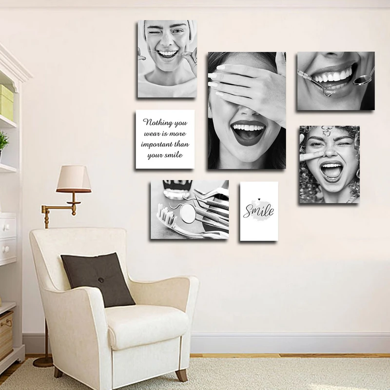 تابلو شاسی بکلیت طرح لبخند و دندانپزشکی مدل SH-1681 مجموعه 7 عددی