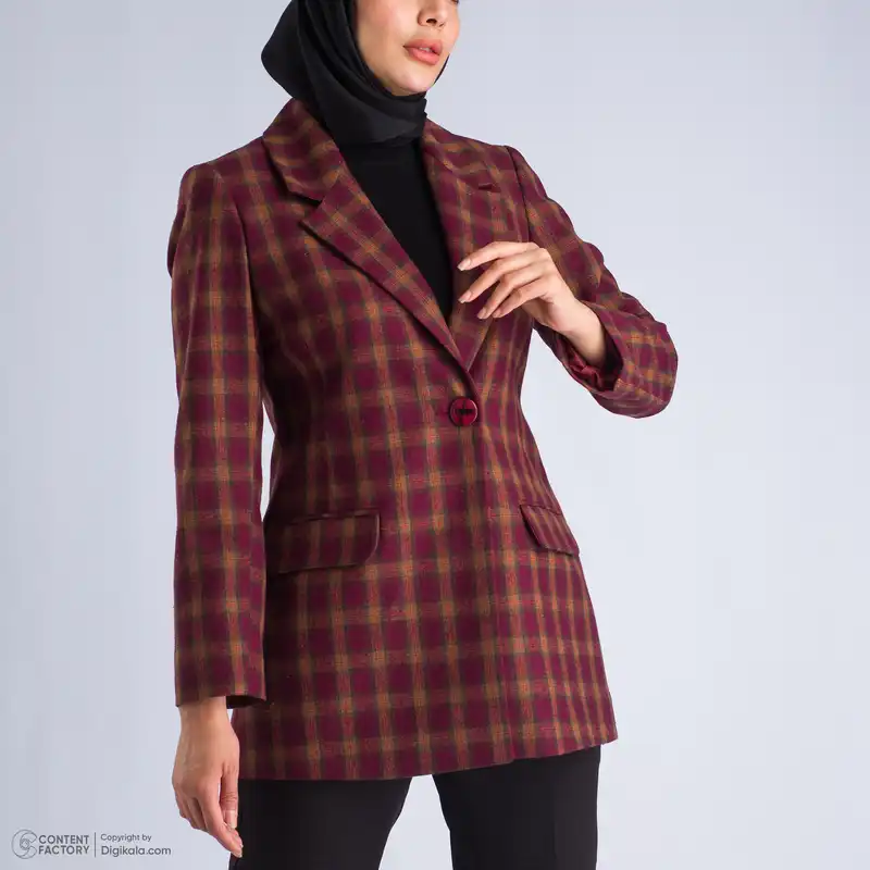 پالتو زنانه عصر جدید مدل 3048-2 رنگ زرشکی
