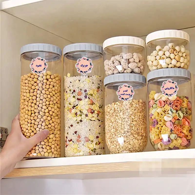 برچسب نظم دهنده حبوبات و غلات آشپزخانه مستر راد طرح گل کد 1442