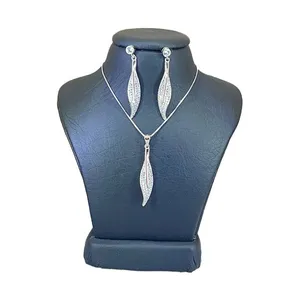 نیم ست نقره زنانه مدل برگ نگین دار خاص کد 61959