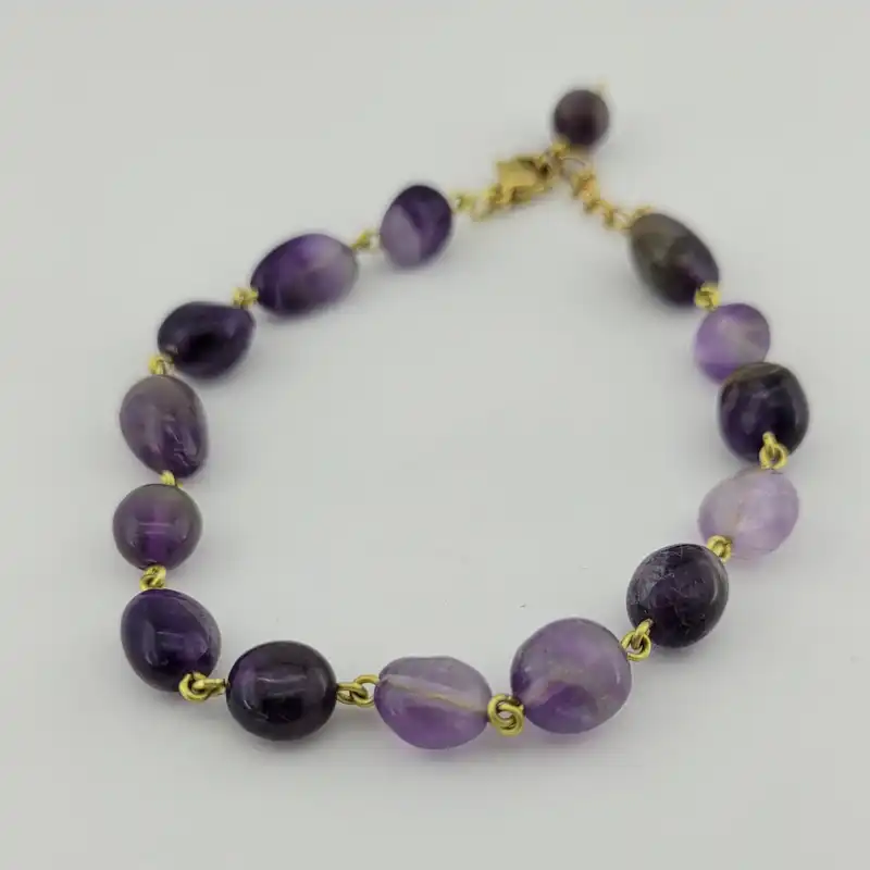 دستبند زنانه مدل سنگ آمیتیست کد 0901