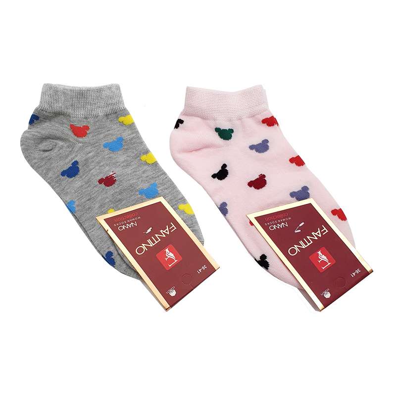 جوراب دخترانه مدل میکی موس کد JB140-GrPk مجموعه 2 عددی