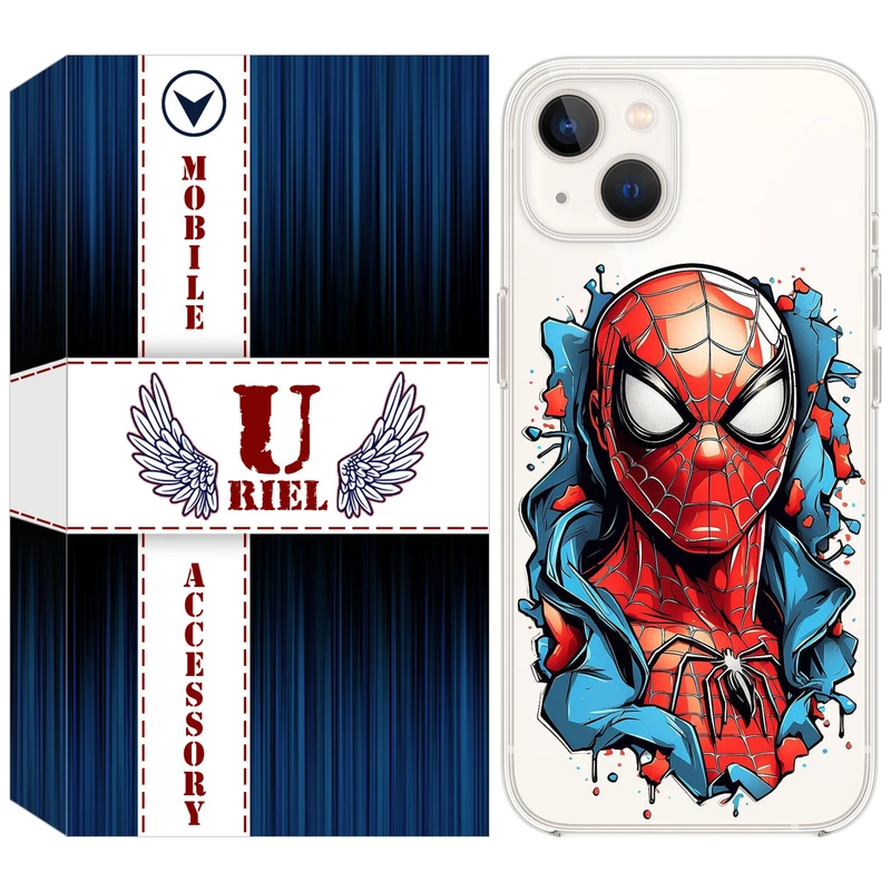 کاور یوریل مدل Clear کد 34 طرح اسپایدرمن مناسب برای گوشی موبایل اپل iPhone 13 mini