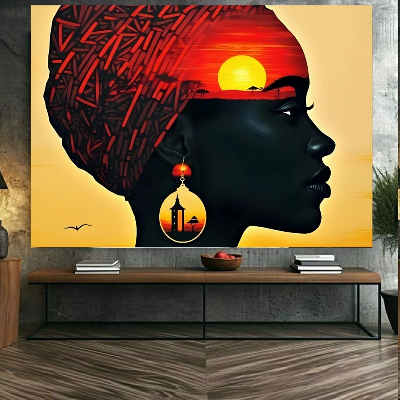 تابلو بوم طرح مخمل آفریقایی مدل غروب خورشید کد BK23435