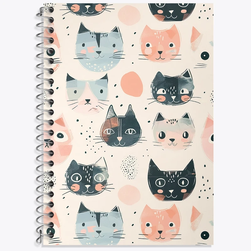 دفتر زبان 50 برگ خندالو مدل سه خط طرح گربه (Cat) کد N482