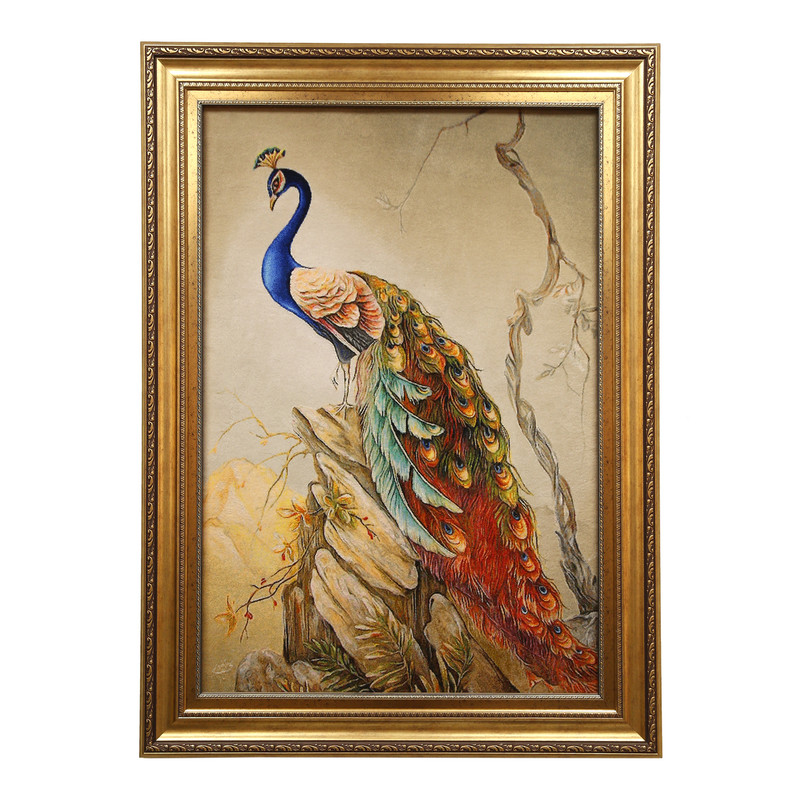 تابلو فرش دستباف مدل طاووس مرتضوی کد 98