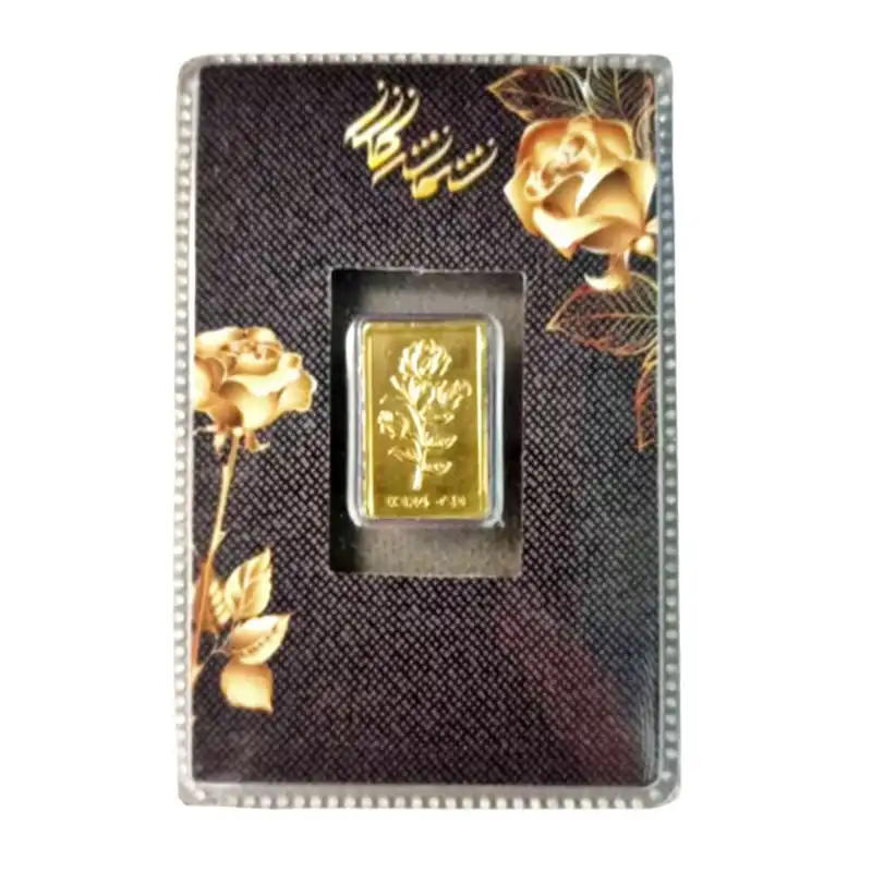 شمش طلا 18 عیار مدل گل رز کد 060 مجموعه 6 عددی