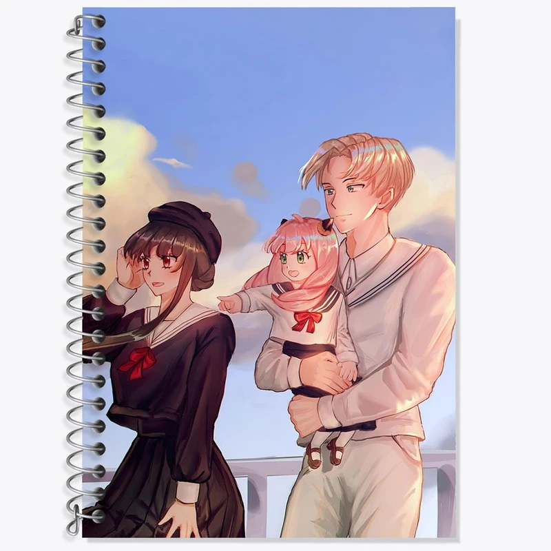 دفتر زبان 50 برگ خندالو مدل دو خط طرح خانواده فورجر انیمه اسپای ایکس فمیلی Spy x Family کد 15562