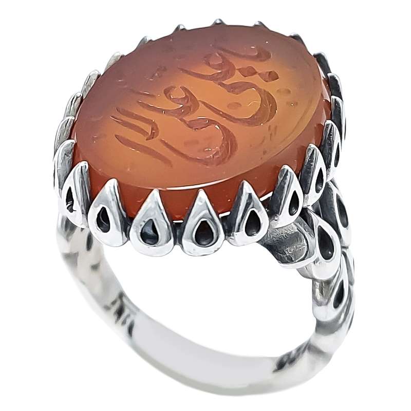 انگشتر نقره مردانه مدل عقیق خطی کد VA3736