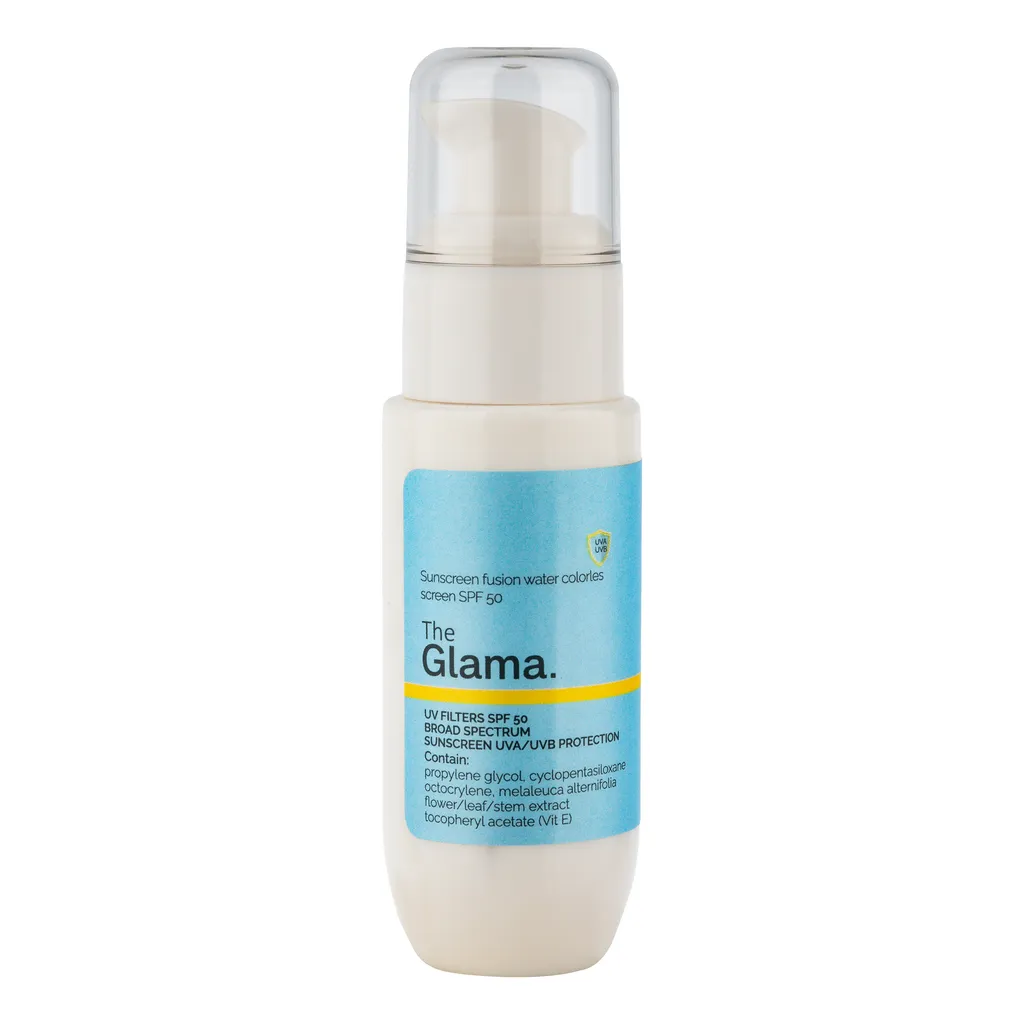 کرم ضد آفتاب بی‌رنگ گلاما SPF 50 مدل Fusion water ‌محافظ UVA،UVB مناسب برای انواع پوست‌ حجم 50 میلی‌ لیتر