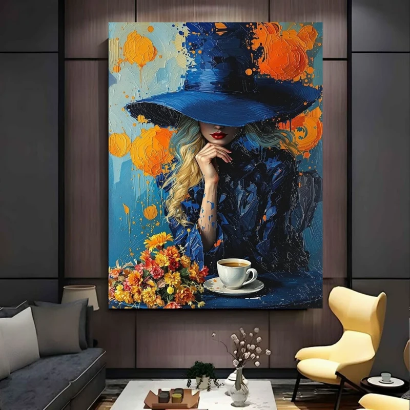 تابلو بوم طرح نقاشی پرتره مدل فنجان قهوه کد BK24533