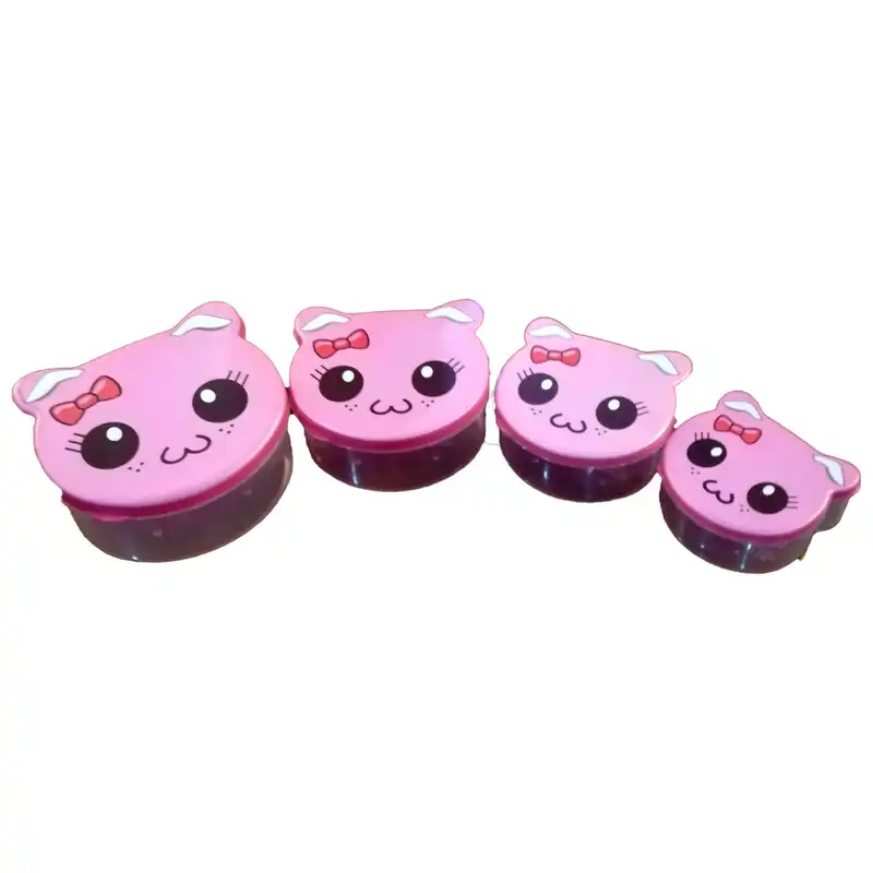 ظرف نگهدارنده غذای کودک مدل گربه شاد کد 013 مجموعه 4 عددی