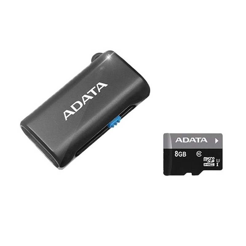 کارت حافظه microSDHC ای دیتا مدل Premier کلاس 10 استاندارد UHS-I U1 همراه با میکرو ریدر ظرفیت 8 گیگابایت