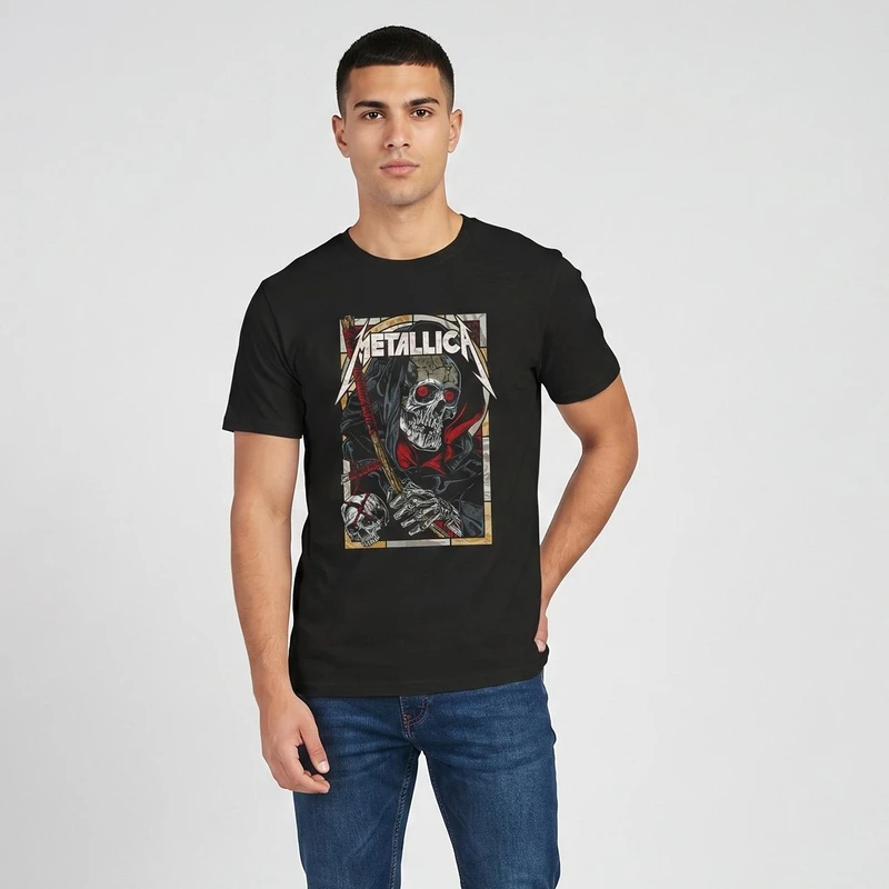 تی شرت آستین کوتاه مردانه مدل گروه metallica کد z189