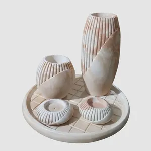 ست 5 تکه گلدان سنگی طرح ابروبادی