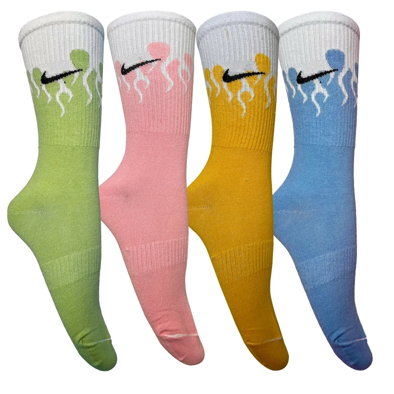 جوراب ساق بلند مدل کش اسپرت تیک آتیشی بسته 4 عددی