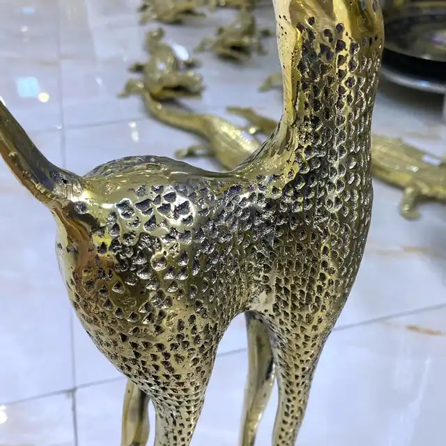 دکوری برنجی مدل غزال مارال سیاه قلم829-6650gبسته 2 عددی