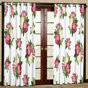 پرده مدل گل رز هازان پانچی کد 2078 سایز 140x200 سانتی متر