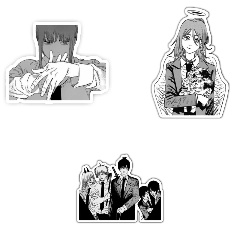 استیکر لپ تاپ و موبایل بووم طرح انیمه chainsaw-man کد 832 مجموعه 3 عددی 