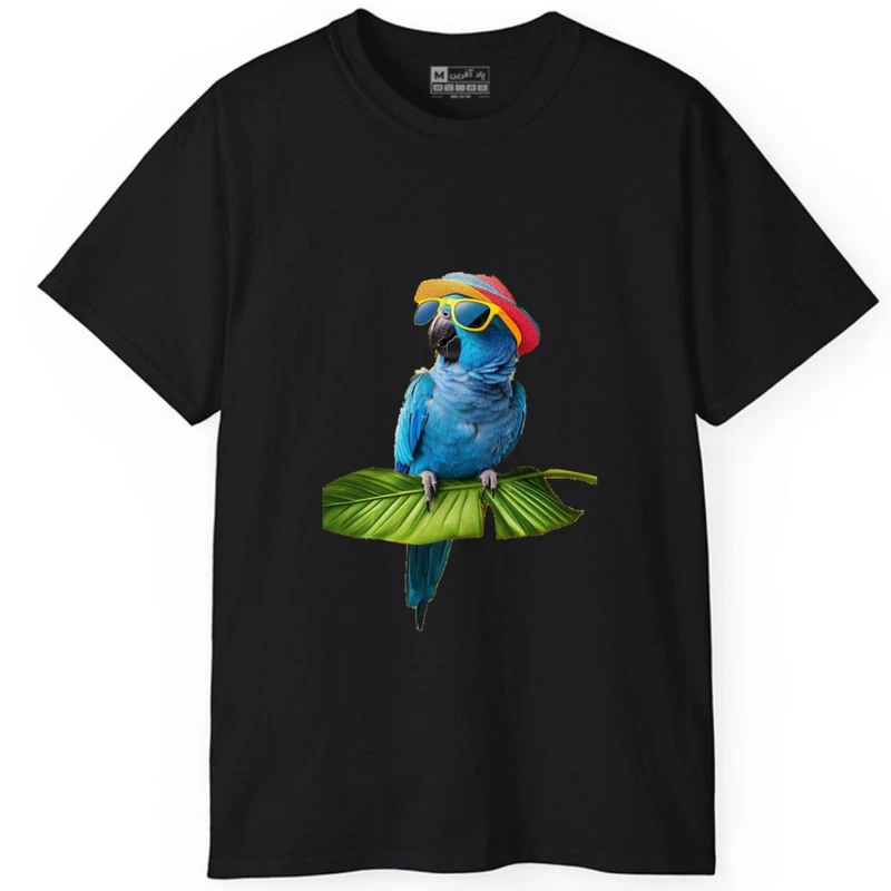 تی‌شرت آستین کوتاه مردانه پاد آفرین مدل پرنده ها طوطی کد 1800