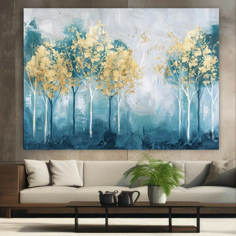 پوستر طرح مخمل نقاشی انتزاعی جنگل  کد BK23768