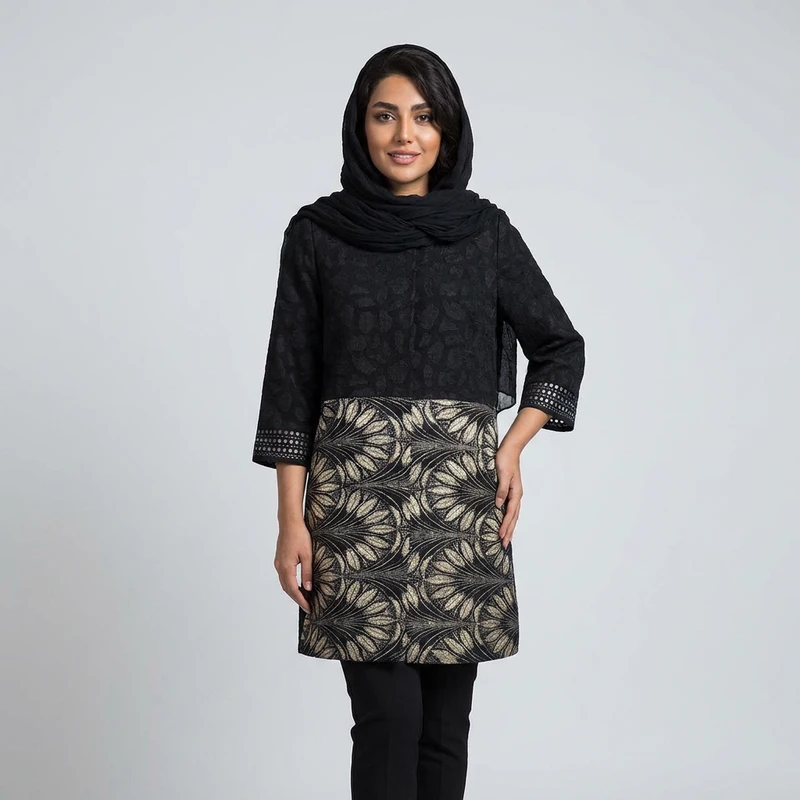 مانتو زنانه مدل ژاکارد و تافته کد tm-2912